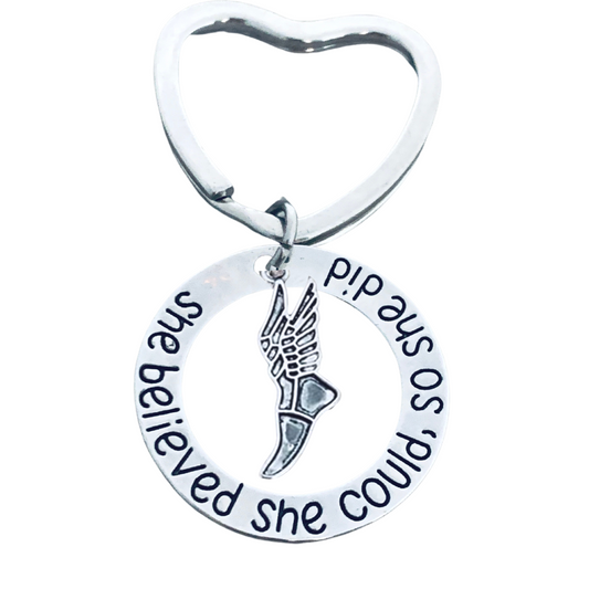 Track & Field Running Keychain- She Believed She Could So She Did