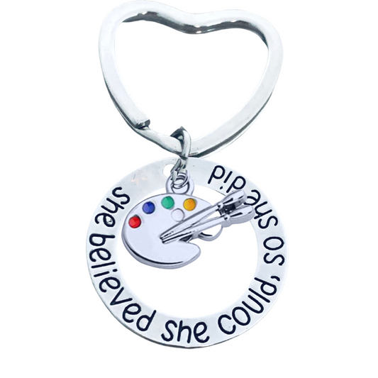 Painter Keychain- She Believed She Could So She Did