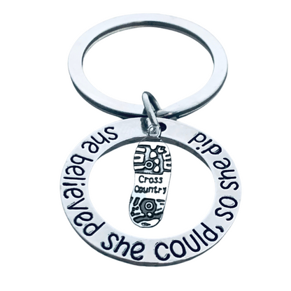 Cross Country Running Keychain- She Believed She Could So She Did
