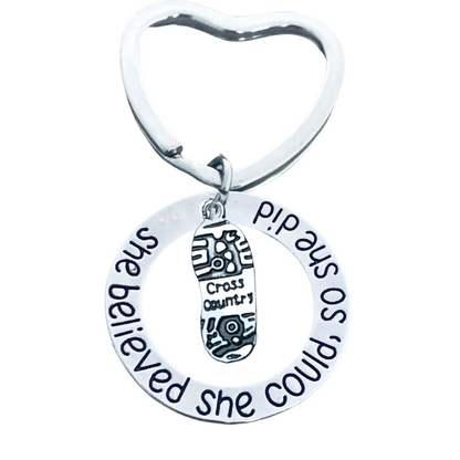 Cross Country Running Keychain- She Believed She Could So She Did