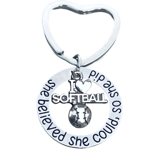 Softball Keychain- She Believed She Could So She Did