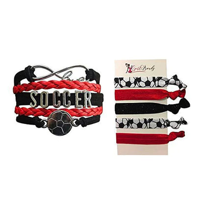 Soccer Jewelry Set (Bracelet & Hairties) - Sportybella