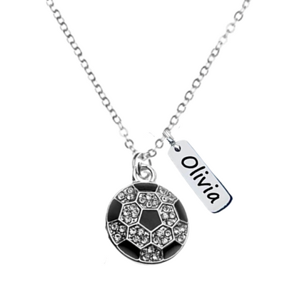 Soccer Engraved Tag Charm Necklace