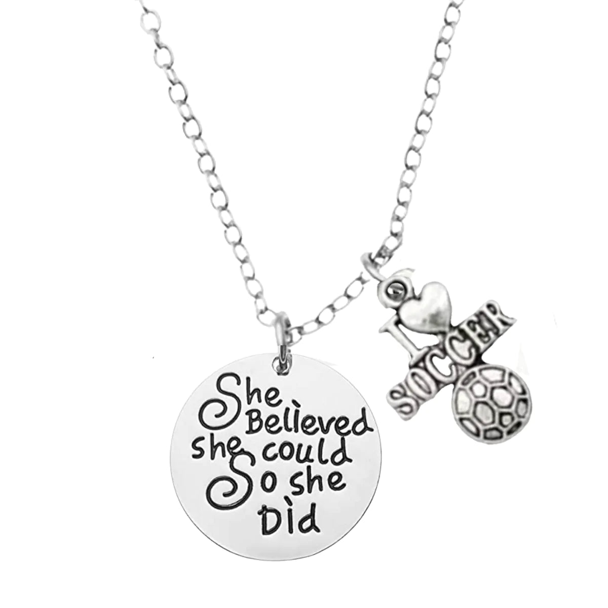 Girls Soccer She Believed She Could So She Did Necklace