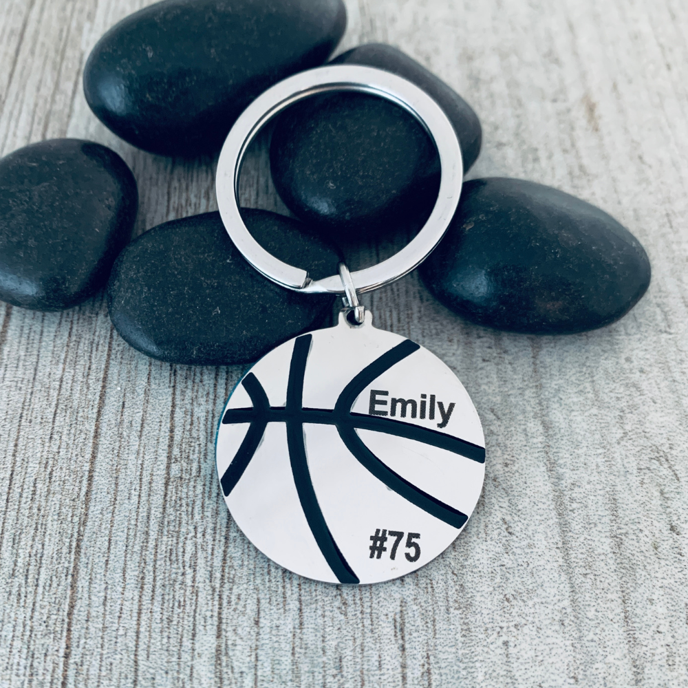 Customize Basketball Keychains Personalized Engraved Basketball Keychain