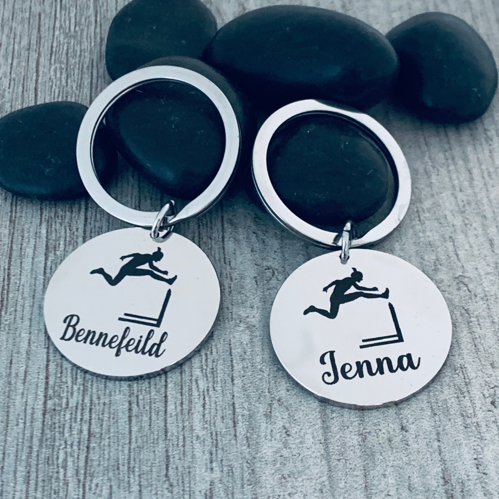 Track Keychains Girls Personalized Track And Field Hurdles Keychain