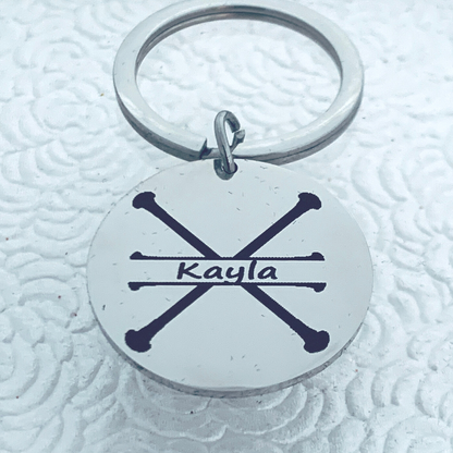 Personalized Engraved Baton Twirling Keychain