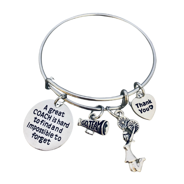 Great Cheer Coach is Hard to Find Charm Bangle Bracelet