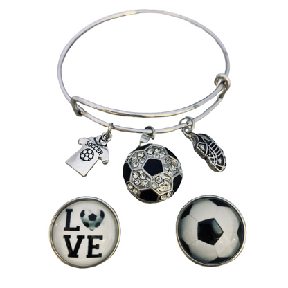 Soccer Interchangeable Snap Charm Bracelet