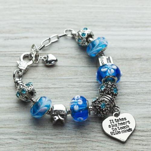 Teacher Big Heart Charm Bracelet - Infinity Collection