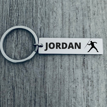 Personalized Track And Field Javelin Throw Keychain