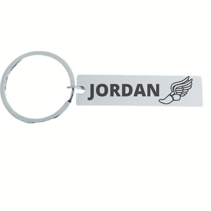 Track and Field Engraved Bar Keychain