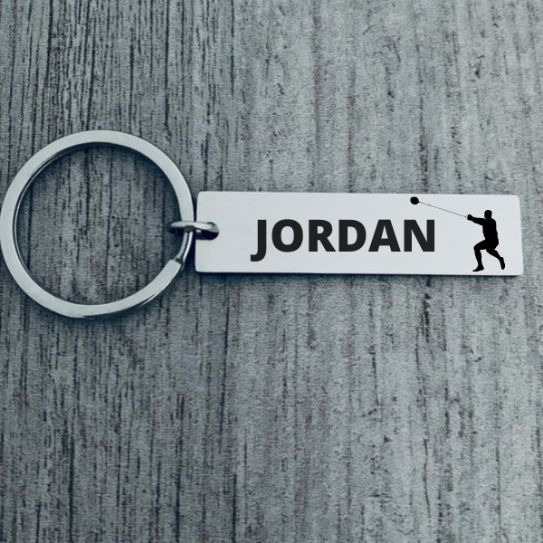 boys Personalized Track And Field Hammer Throw Keychain