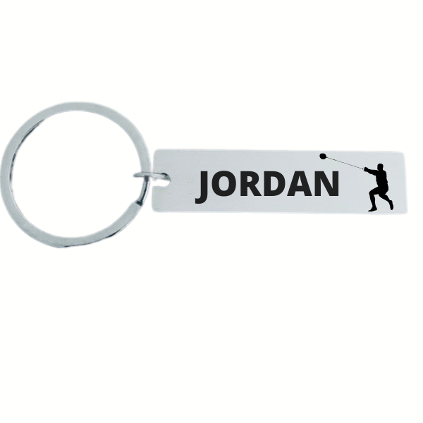 male Personalized Track And Field Hammer Throw Keychain