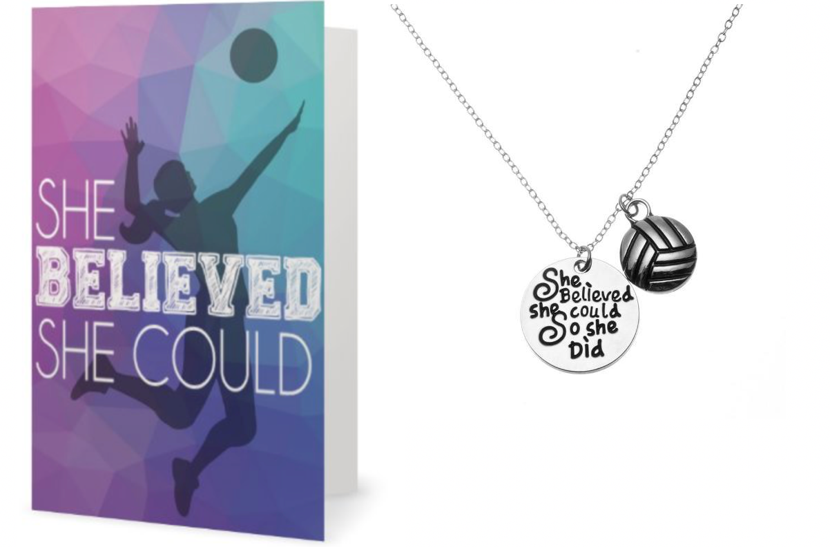 Volleyball Necklace & Card Gift Set