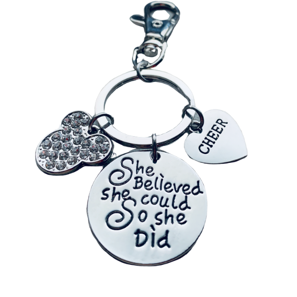 Cheer She Believed She Could Zipper Pull Keychain - D2 Summit, Worlds Gift