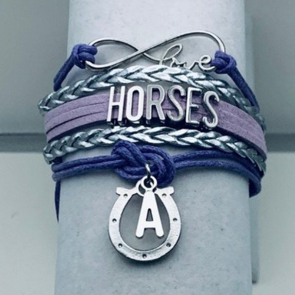 Horseshoe Initial Charm Bracelet - Pick Colors