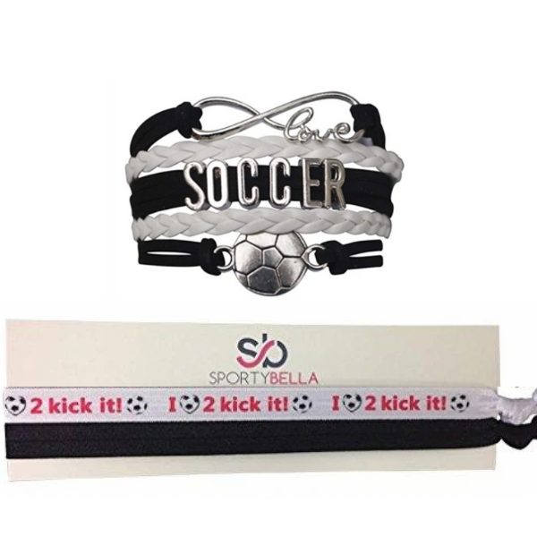 Soccer Jewelry Set (Bracelet & Hairties)