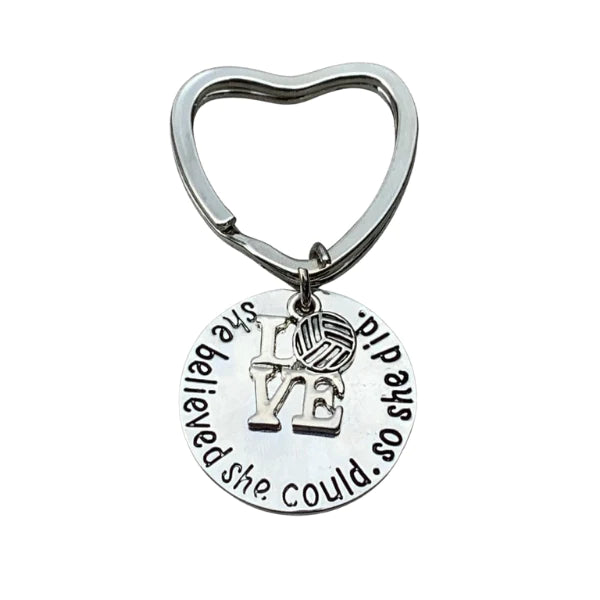 Volleyball She Believed She Could So She Did  Heart Keychain