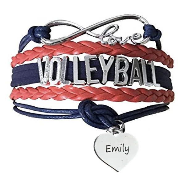 Girls Engraved Volleyball Bracelet-15 Team Colors