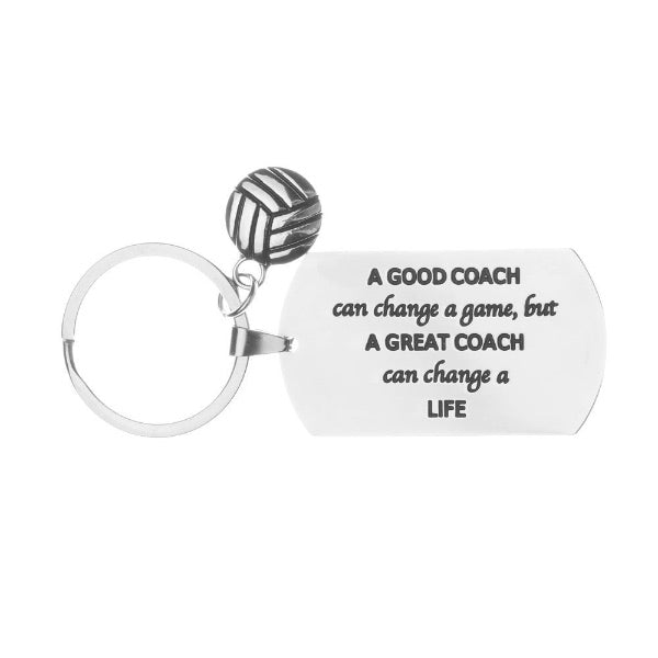 Volleyball Coach Keychain, A Good Coach Can Change a Game But a Great Coach Can Change a Life Keychain