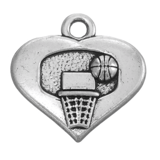 Basketball Heart Hoop Charm - Sportybella