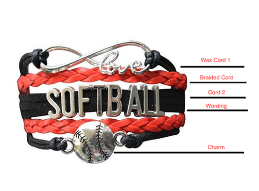 Custom Softball Infinity Bracelet- Create Your Own - Sportybella