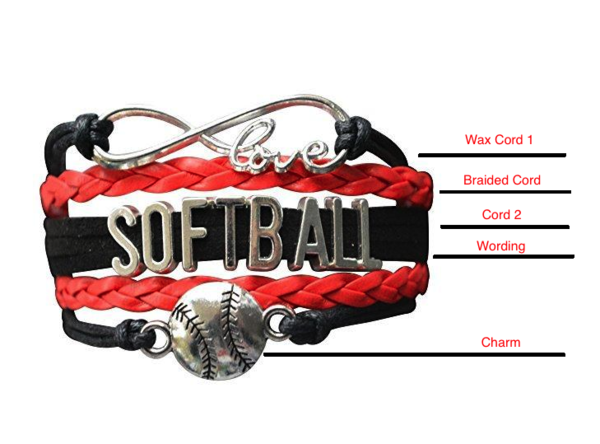 Custom Softball Infinity Bracelet- Create Your Own - Sportybella