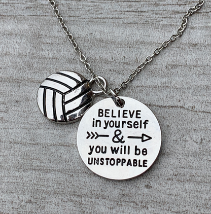 Volleyball Believe In Yourself Necklace - Pick Charm