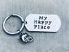 Football Keychain - My Happy Place Charm Keychain 