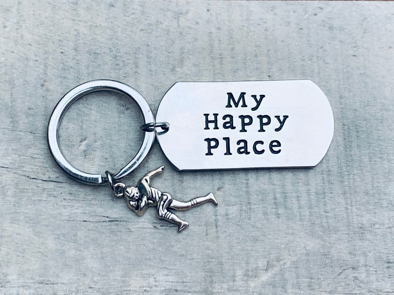 Football Keychain - My Happy Place Charm Keychain 