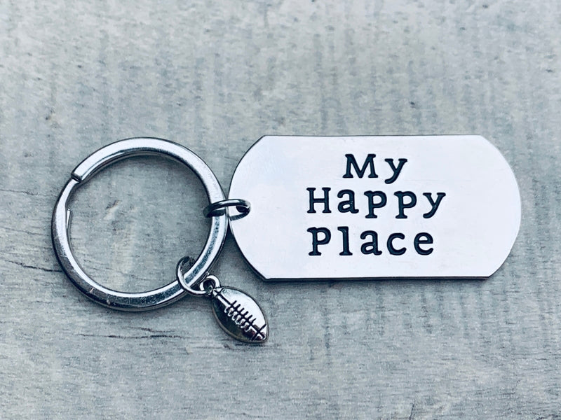 Football Keychain - My Happy Place Charm Keychain 
