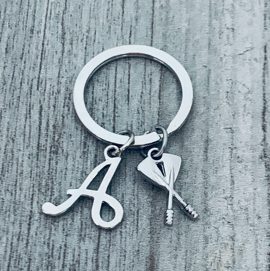 Personalized Rowing Keychain with Initial Charm