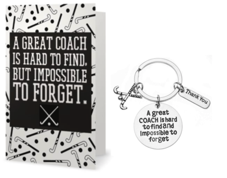 Field Hockey Coach Keychain & Card Gift Set - Pick Charm