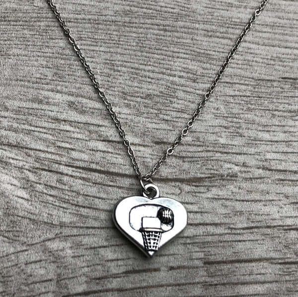 Basketball Heart Hoop Necklace - Sportybella