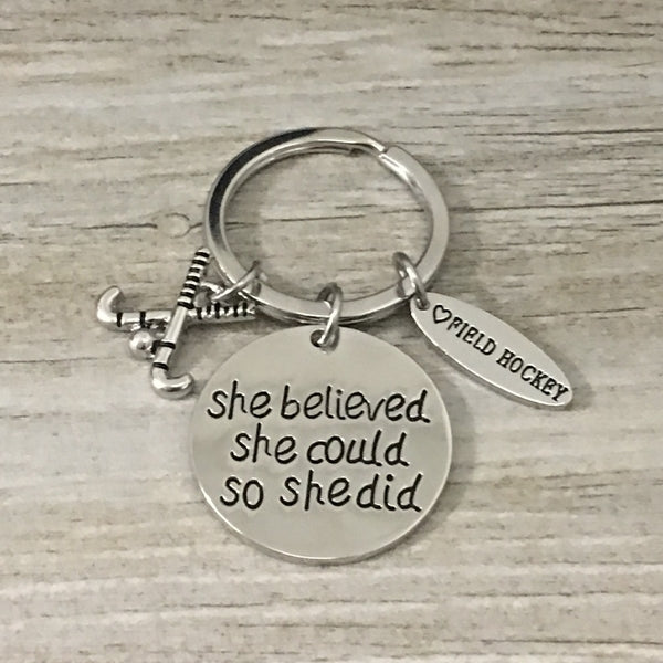 Field Hockey She Believed She Could So She Keychain - Sportybella