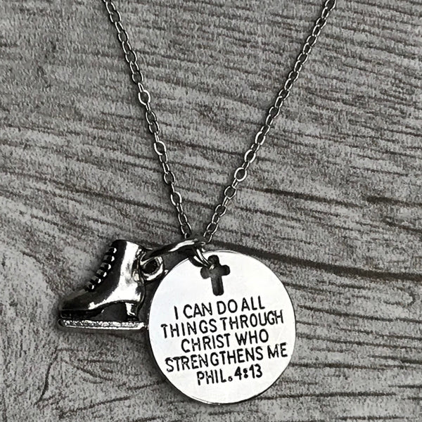 Figure Skating I Can Do All Things Through Christ Who Strengthens Me Necklace - Sportybella