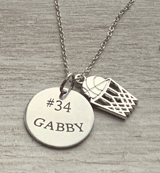 Basketball Engraved Round Necklace