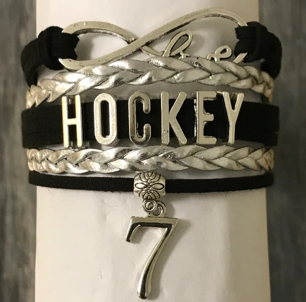 Personalized Hockey Jersey Number Bracelet -Pick Colors - Sportybella