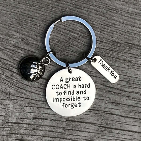Basketball Coach Keychain with an Inspirational Quote