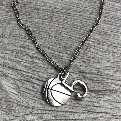 Personalized Basketball Charm Necklace with Number Charm