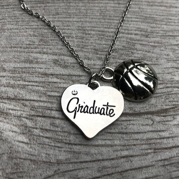 Basketball Graduate Charm Necklace - Sportybella