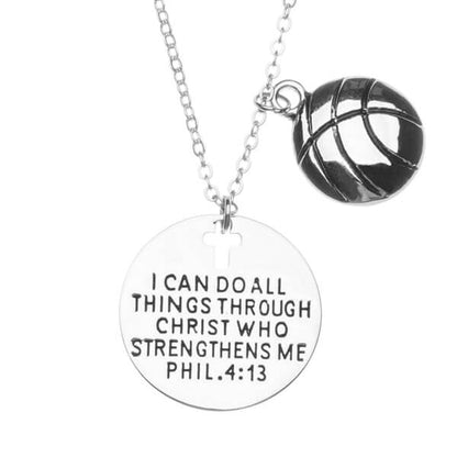 Basketball Faith I Can Do All Things Through Christ Who Strengthens Me Necklace - Sportybella