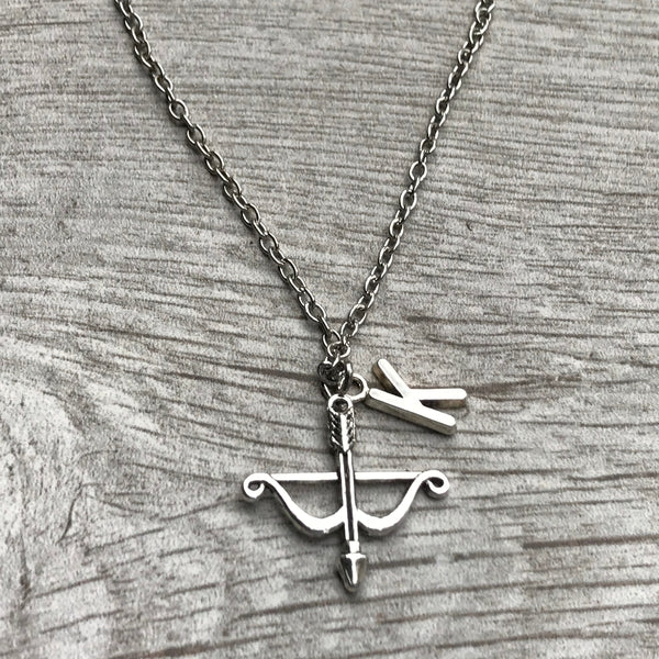 Personalized Archery Bow and Arrow Pendant