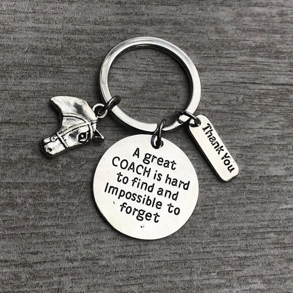 Equestrian Great Coach is Hard to Find But Impossible to Forget Keychain - Sportybella
