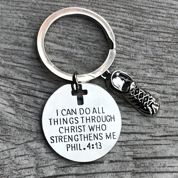 Runner Keychain, I Can Do All Things Through Christ Who Strengthens Me