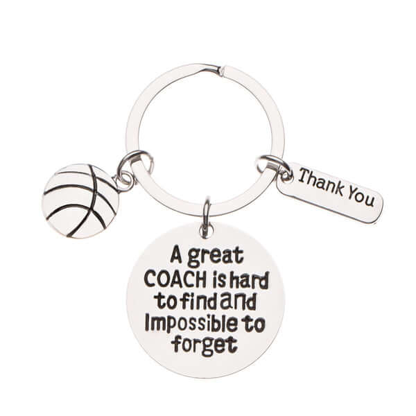 Basketball Coach Keychain - A Great Coach is Hard to Find and Impossible to Forget - SportyBella
