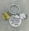girls softball Graduation Keychain - She Believed She Could-