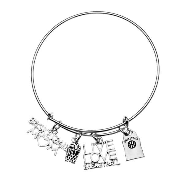 Basketball Mom Charm Bangle Bracelet - Sportybella