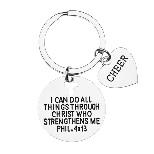 Cheer I Can Do All Things Through Christ Who Strengthens Me Phil. 4:13 Charm Keychain - Sportybella